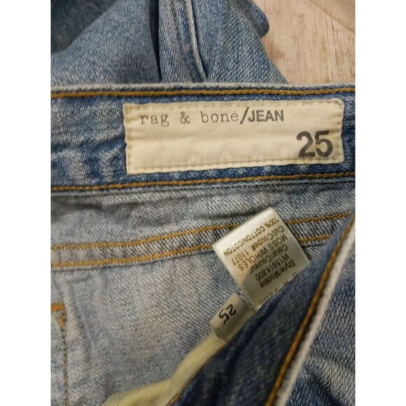 RAG & BONE Women's Boyfriend Jean In Moss Wholes Wash Distressed Size 25 READ - Picture 3 of 12
